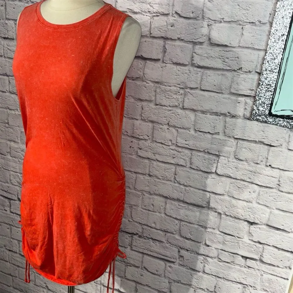 Victoria's Secret PINK Sleeveless Ruched Drawstring Dress Coral Orange XL - Picture 5 of 9